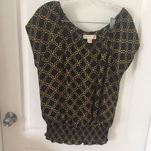 Michael Kors Black Ruched Hem Blouse Medium